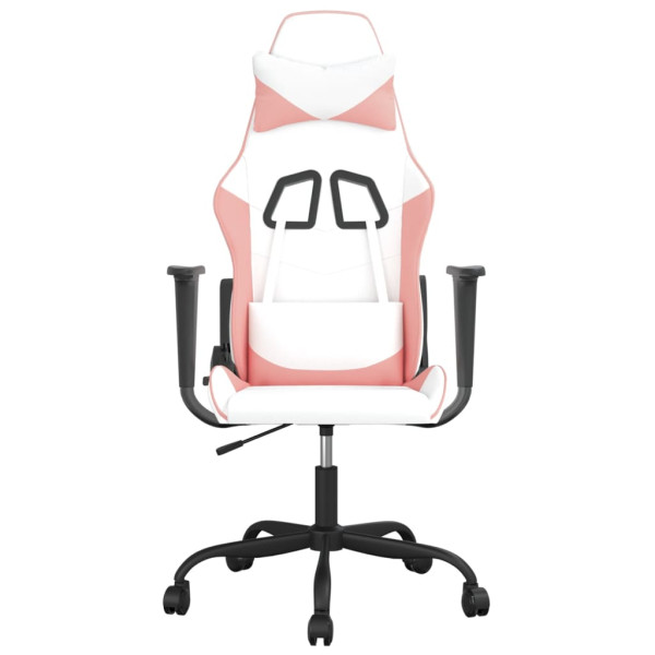 Silla gaming cuero sintético blanco y rosa M 3