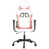 Silla gaming cuero sintético blanco y rosa 3