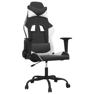Silla gaming cuero sintético negro y blanco H