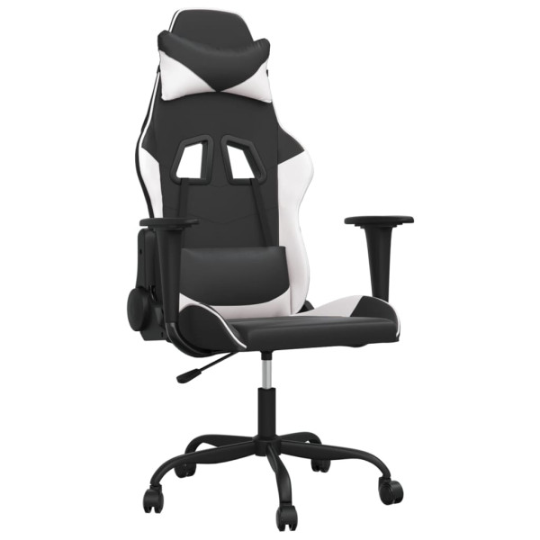 Silla gaming cuero sintético negro y blanco M 2