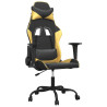 Silla gaming de masaje cuero sintético negro y dorado 2