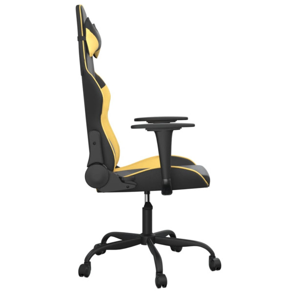 Cadeira gaming massagens couro artificial preto e dourado M 4