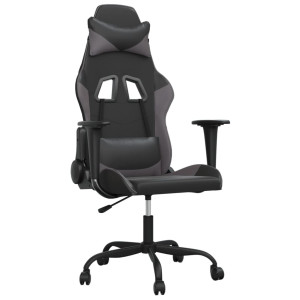 Silla gaming de masaje cuero sintético negro y gris H