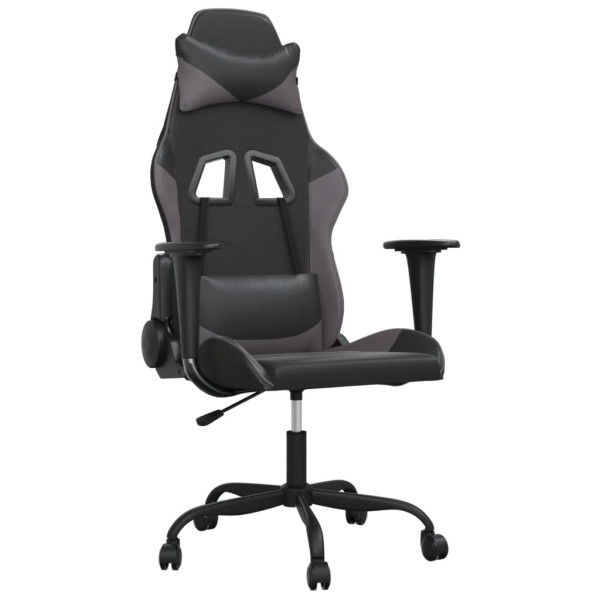 Silla gaming de masaje cuero sintético negro y gris M 2