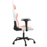 Cadeira gaming massagens couro artificial branco e rosa 4