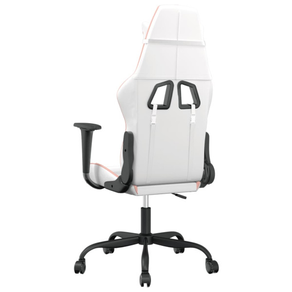 Cadeira gaming massagens couro artificial branco e rosa M 5