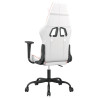Silla gaming de masaje cuero sintético blanco y rosa 5