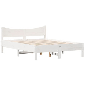 Estructura de cama madera maciza de pino blanco 135x190 cm H