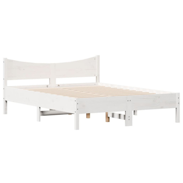 Cama sem colchão 135x190 cm madeira de pinho maciça branco M 2