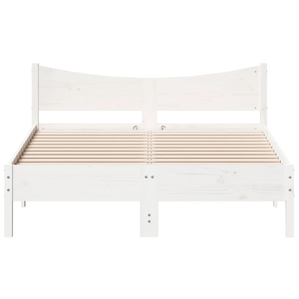 Cama sem colchão 135x190 cm madeira de pinho maciça branco M 4