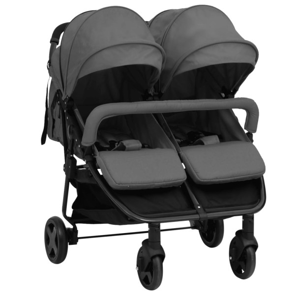 Carrito para gemelos de acero gris oscuro y negro D