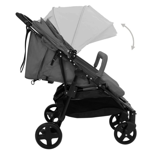 Carrito para gemelos de acero gris oscuro y negro M 5