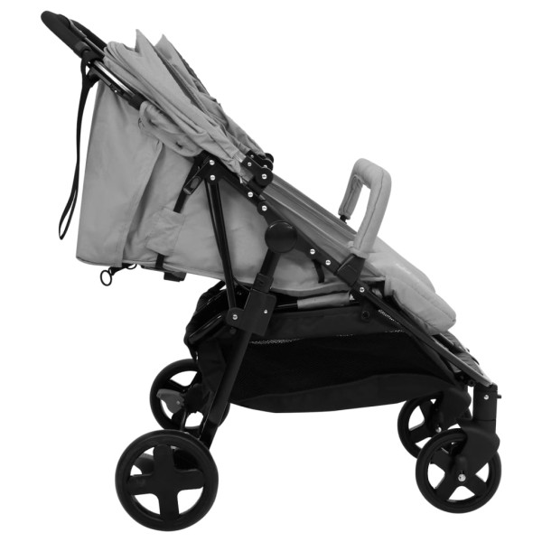 Carrito para gemelos de acero gris claro y negro M 3