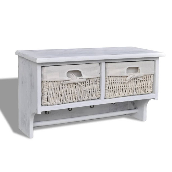 Estante de pared de madera de Paulownia blanco 60x23.5x33 cm D