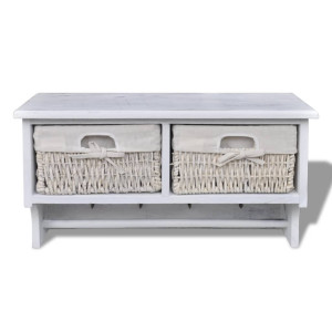 Estante de pared de madera de Paulownia blanco 60x23.5x33 cm H