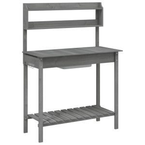 Mesa para macetas con fregadero abeto gris 147.5x44x139.5 cm H