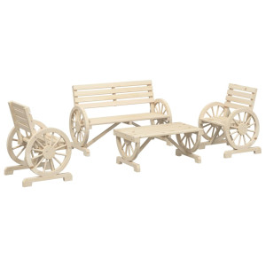 Juego de muebles de jardín 4 piezas madera maciza de abeto H