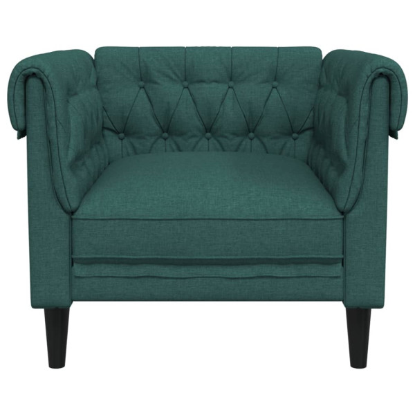 Sillón Chesterfield de tela verde oscuro M 4
