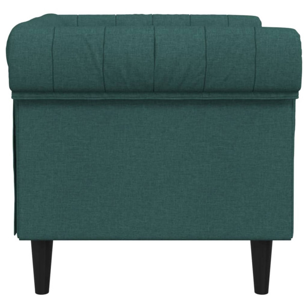 Sillón Chesterfield de tela verde oscuro M 5