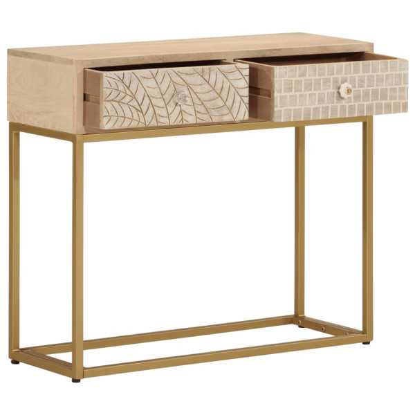Mesa consola madera maciza de mango y hierro 90x30x76 cm M 2