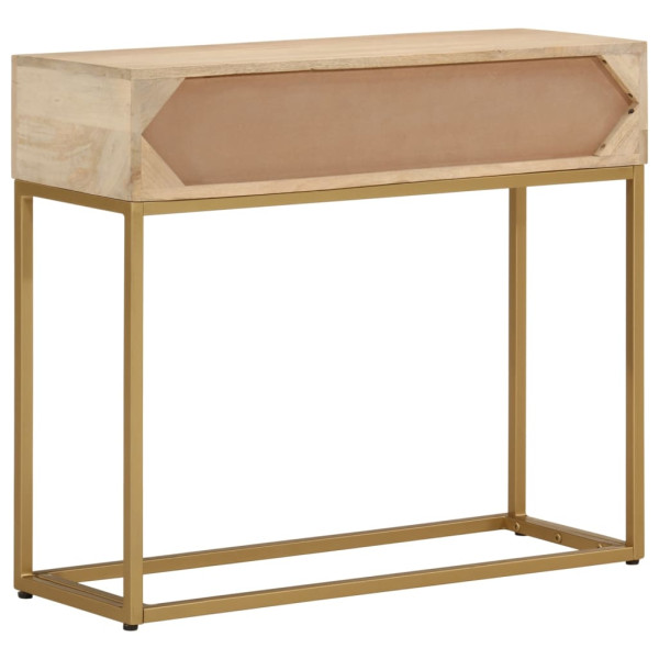 Mesa consola madera maciza de mango y hierro 90x30x76 cm M 5