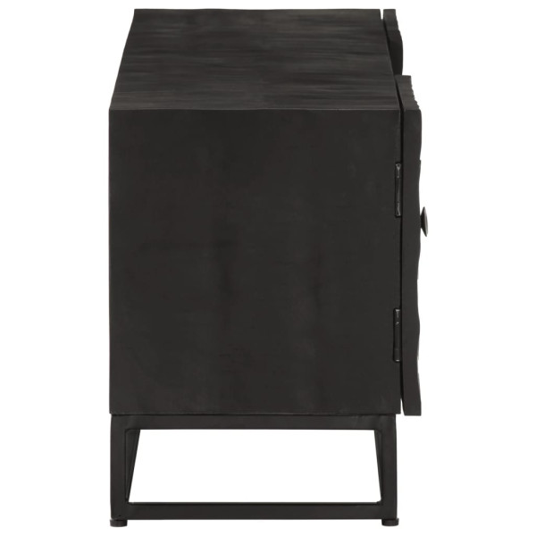 Mueble de TV madera maciza de mango y hierro negro 110x30x40 cm M 4