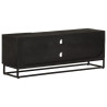 Mueble de TV madera maciza de mango y hierro negro 110x30x40 cm 5