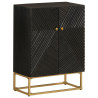 Aparador de hierro y madera maciza de mango negro 55x30x76 cm 1