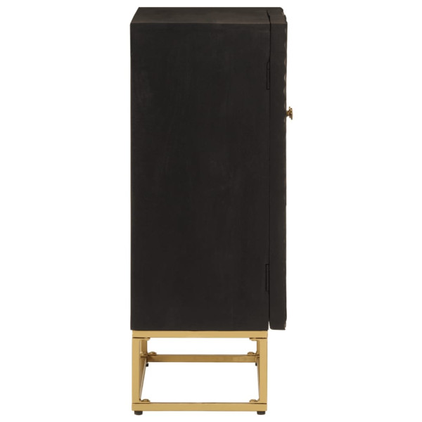 Aparador de hierro y madera maciza de mango negro 55x30x76 cm M 4