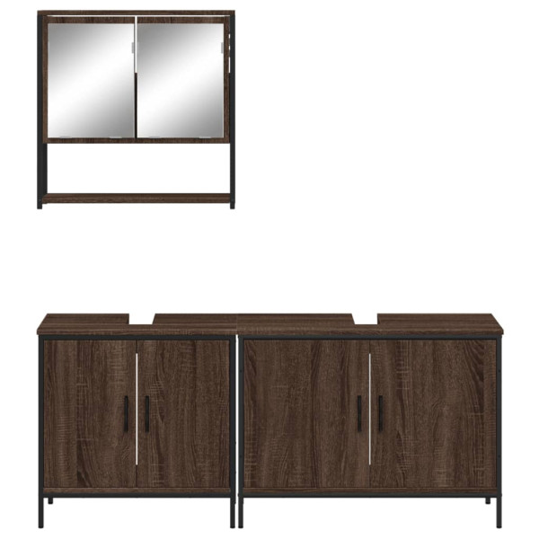 Set de muebles baño 3 pzas madera contrachapada roble marrón M 5