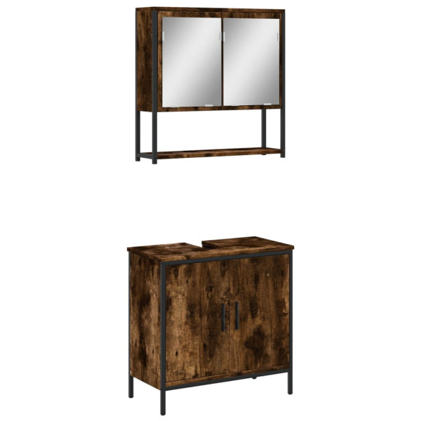 Set de muebles baño 2 pzas madera contrachapada roble ahumado M 2