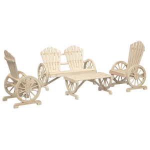 4 pcs conjunto lounge de jardim madeira de abeto maciça H