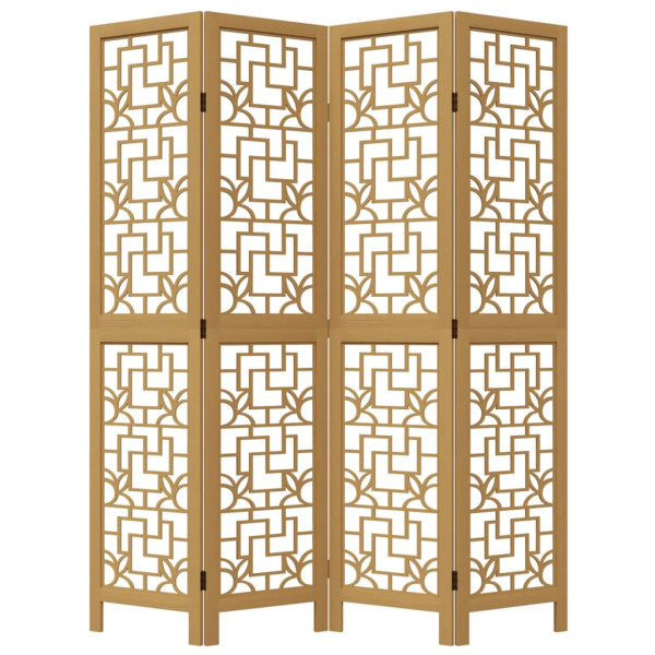 Biombo separador de 4 paneles madera maciza paulownia marrón M 4