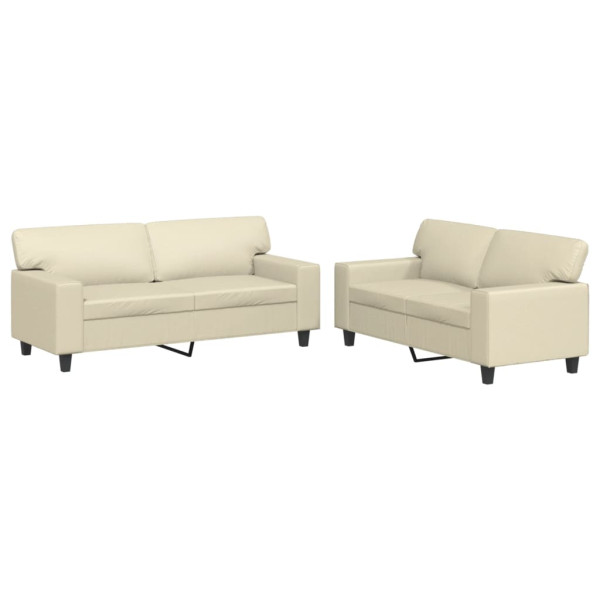 2 pcs conjunto de sofás couro artificial cor creme M 2