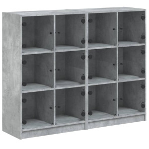 Estantería con puertas madera de ingeniería gris 136x37x109 cm H