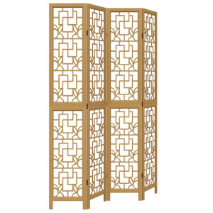Biombo separador de 4 paneles madera maciza paulownia marrón H
