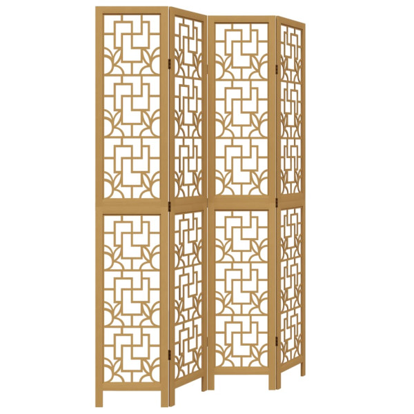 Biombo separador de 4 paneles madera maciza paulownia marrón M 2