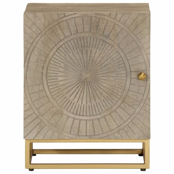 Mesita de noche madera maciza de mango y hierro 40x30x50 cm M 3