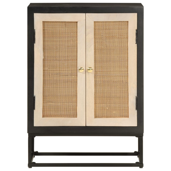Aparador de hierro y madera maciza de mango negro 55x30x76 cm M 3