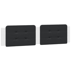 Almofadão de cabeceira 200 cm couro artificial preto e branco H