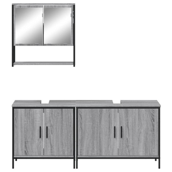 Set de muebles de baño 3 pzas madera contrachapada gris sonoma M 5