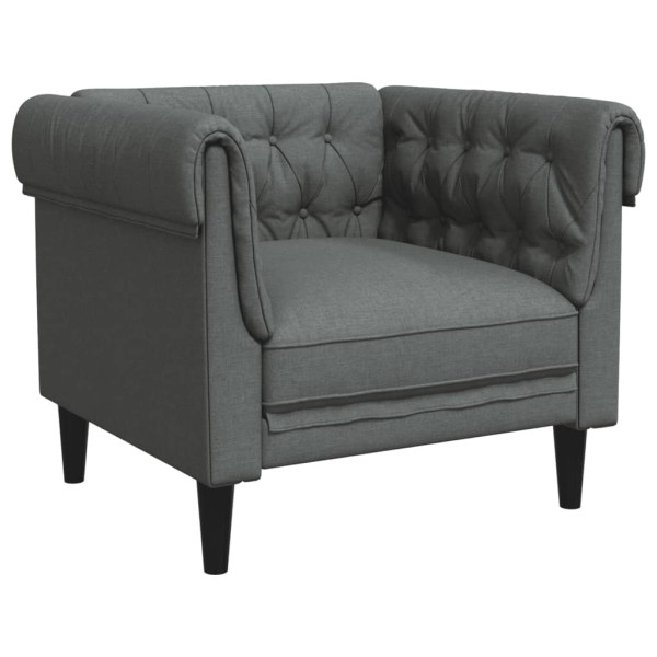 Sillón Chesterfield de tela gris oscuro M 2