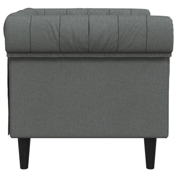 Sillón Chesterfield de tela gris oscuro M 5