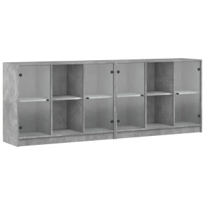Estantería con puertas madera de ingeniería gris 204x37x75 cm H