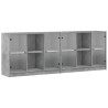 Estantería con puertas madera de ingeniería gris 204x37x75 cm 2