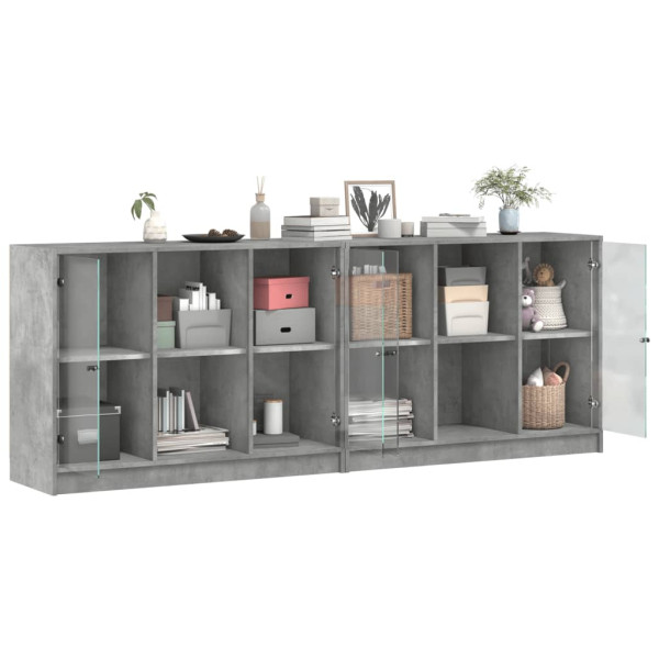 Estantería con puertas madera de ingeniería gris 204x37x75 cm M 4