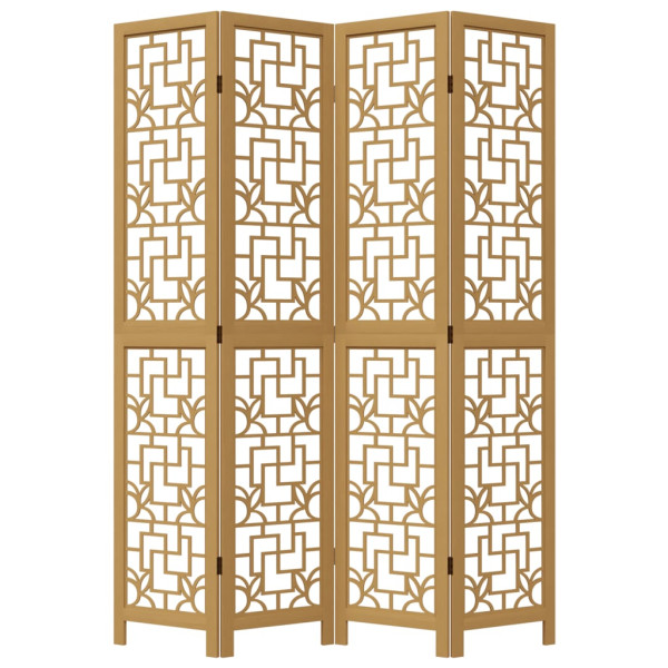 Biombo separador de 4 paneles madera maciza paulownia marrón M 4