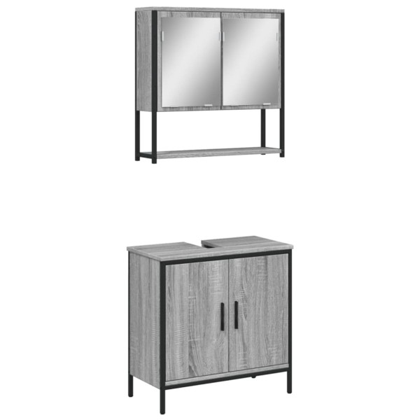Set de muebles de baño 2 pzas madera contrachapada gris sonoma M 2
