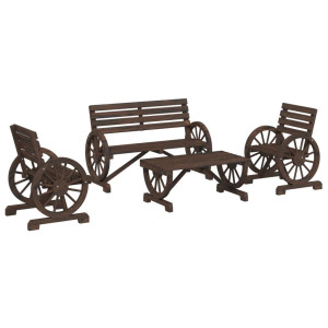Juego de muebles de jardín 4 piezas madera maciza de abeto H