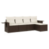 Set comedor de jardín 5 piezas y cojines ratán sintético marrón 2
